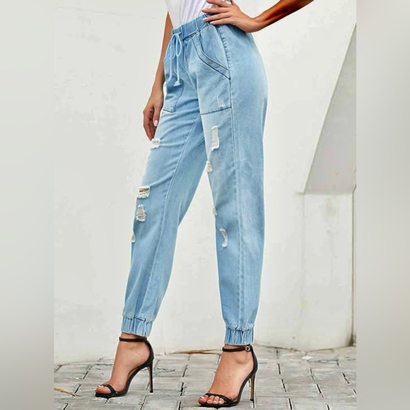 no brand name Denim - Women's Fashion Y2K High Waist Skinny Stretch Ripped Denim Jeans